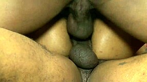 this indian milf bends over on the bed in fishnets and heels for deepthroat doggystyle fucking with gaping asshole.