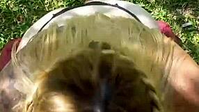 Blonde with Big Natural Tits Gives Outdoor Blowjob and Wants That Rich Lechita Cum.