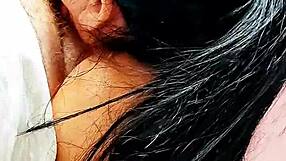 blonde amateur gives pov handjob and oral sucking while playing on bed before mom arrives