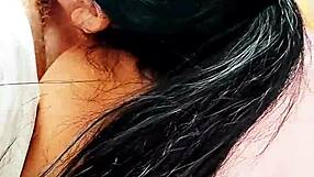 blonde amateur gives pov handjob and oral sucking while playing on bed before mom arrives