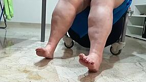 coolmarina arrived tired from the street and gives herself a massage with hard eggs on the floor