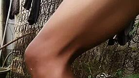 Hey, check this out – massive cock action in outdoor jerk off behind neighbor's house 😏