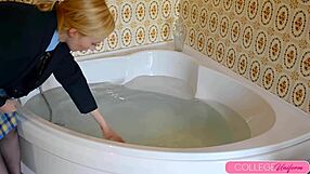 Sophia Smith Jumps In Bathtub Fully Clothed For Wet Squirting Fun!