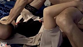 French amateur in satin black panties black corset rubbing doggystyle deepthroat rimming sex toys close up