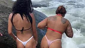 Hey, we're the peludinhas crew getting wild with bisexual swings on the beach