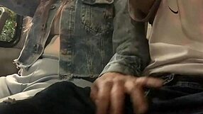 i show my big cock on public bus and she comes over to touch it eagerly