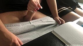 Blonde Schoolgirl Teen Olivia Bay With Big Natural Tits Flashes And Gives Handjob To Teacher's Big Cock
