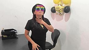 The hot office worker gets ready with an anal plug for some fun with her buttocks at work