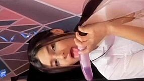 Universitaria enjoys time with her dildo in a fun cosplay setup as a bunny