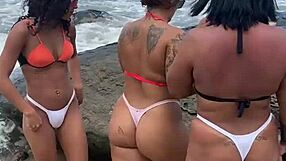 Hey, we're the peludinhas crew getting wild with bisexual swings on the beach