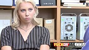 Naughty Blonde Teen Gets Bred by Horny Muscled Police Investigator in Shop Uniform!