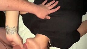 Cumming on Wife's Big Tits After Shower Blowjob