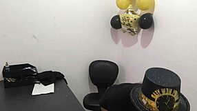 The hot office worker gets ready with an anal plug for some fun with her buttocks at work