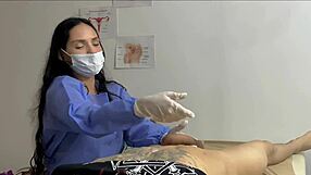 หมอสาวหน้าอกใหญ่ให้การรักษาใกล้ชิดในห้องปรึกษาโรงพยาบาลจนเสร็จเร็ว