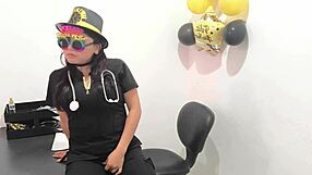 The hot office worker gets ready with an anal plug for some fun with her buttocks at work