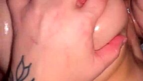 Cumming on Wife's Big Tits After Shower Blowjob