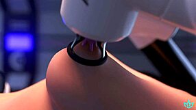 Mercy gets overwhelmed with intense pleasure multiple times and ends up expecting from the controlling ai