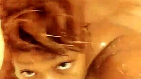 Danielle enjoys playful shower moments as a curvy black bbw