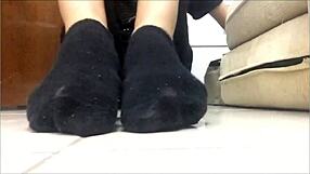 hey black socks removal and spit feet looks interesting in pov