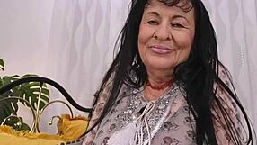 Bbw Lilian with hairy pussy and saggy tits masturbates outdoors! Huge natural boobs oiled up for solo orgasm.