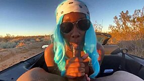 Big Black Cock Blowjob In Car With Petite Ebony Nympho Outdoor Cumshot