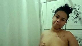 Brunette Latina Teen Takes Steamy Shower and Fingers Wet Pussy in Close-Up POV