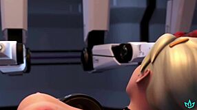 Mercy gets overwhelmed with intense pleasure multiple times and ends up expecting from the controlling ai