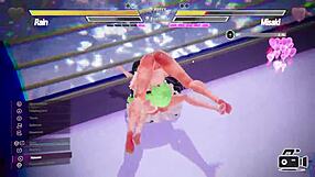 two women engaged in a competitive challenge as part of an ongoing series