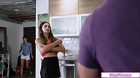 Slut stepsiblings sharing 1 hard cock