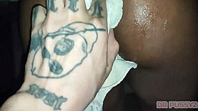 JOVEM RUIVA NEGRA TAKES HUGE TATTOOED COCK IN DARK FOREST HARDCORE!