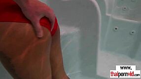 Amateur Thai Teen with Small Tits Moaning in Doggystyle on Big Cock