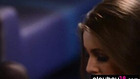 Amazing brunette babe in heels and lingerie shows off her shaved natural tits and body