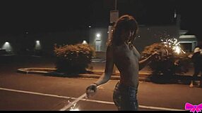 hey, check out this topless outdoors public sparklers fun with honey gold and dakota marr