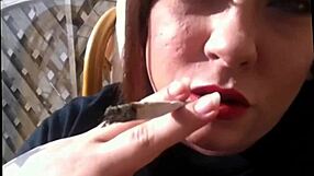Sexy British BBW Tina Snua Smokes Cork Cigarette With Double Pumping Nose Exhales