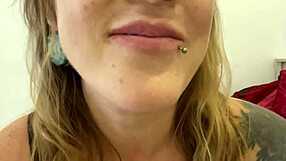 curvy mature milf with tattoos engages in dirty talk during gummy bears swallow vore fetish