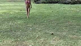 Monika Fox poses solo in pink bikini with stars on the beach showing big fake tits free