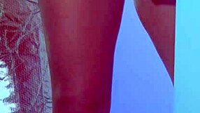 College Desi In Sexy Dress And Sneakers Teases With Glass Dildo