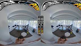 Imagine your stepsister Mae Milano getting down to stuff her mouth with your big cock, making you moan while bent over in doggystyle handjob