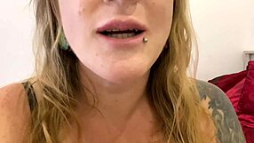 curvy mature milf with tattoos engages in dirty talk during gummy bears swallow vore fetish