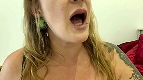curvy mature milf with tattoos engages in dirty talk during gummy bears swallow vore fetish