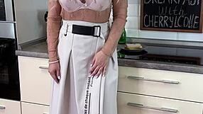 Morning Meal Featuring Cherrylcolle In Lingerie And Stockings With Gentle Spanking