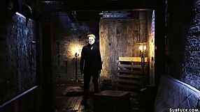 Ebony slut contrasts her submission with intense anal gangbang domination by big interracial cocks