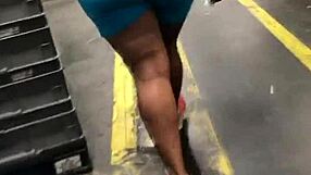 Ebony Thick Booty Struts in Tight Leggings Candidly