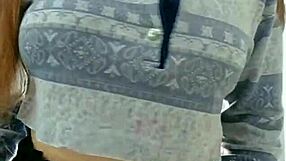 this cute student starts stripping off her clothes slowly then gropes those natural tits in a kinky way