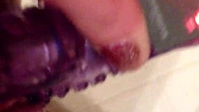 Little friend offers handjob help then spreads pussy for deep dildo thrusting and cum.