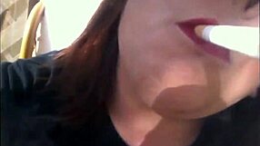 Sexy British BBW Tina Snua Smokes Cork Cigarette With Double Pumping Nose Exhales