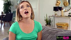 hot blonde stepsister stretches her tight pussy with banana before big cock creampie and cumshot