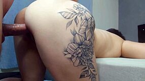 The cheating wife banged her husband's friend in bareback doggystyle with big ass moans while he was out.