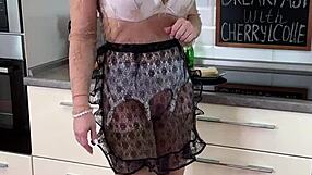 Morning Meal Featuring Cherrylcolle In Lingerie And Stockings With Gentle Spanking