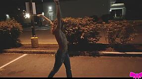 hey, check out this topless outdoors public sparklers fun with honey gold and dakota marr